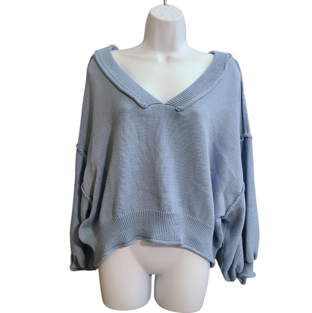 POL blue Knit Sweater Long Sleeve Cotton M